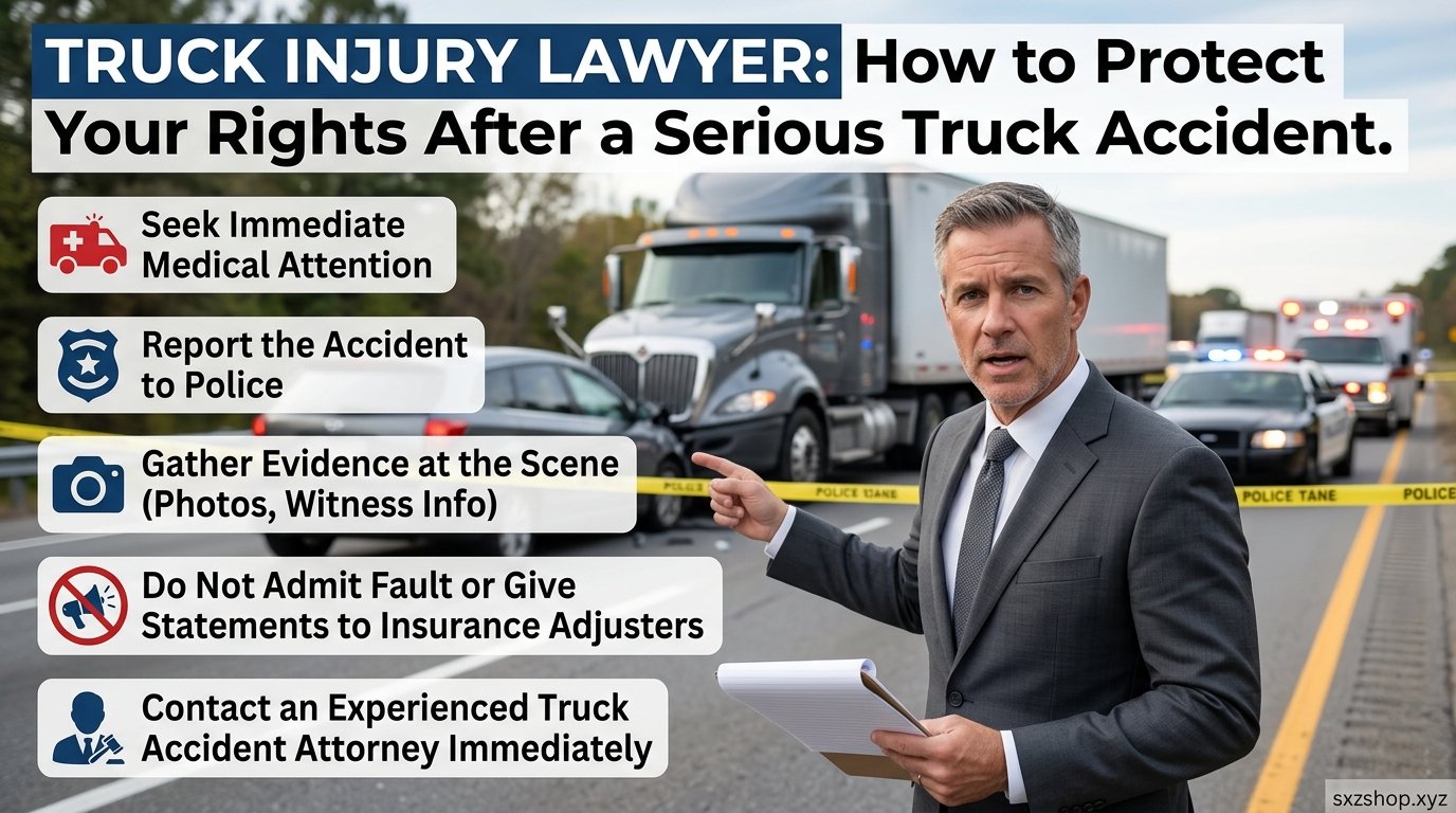 Truck injury lawyer helping accident victims understand their legal rights after a serious commercial truck accident on a highway